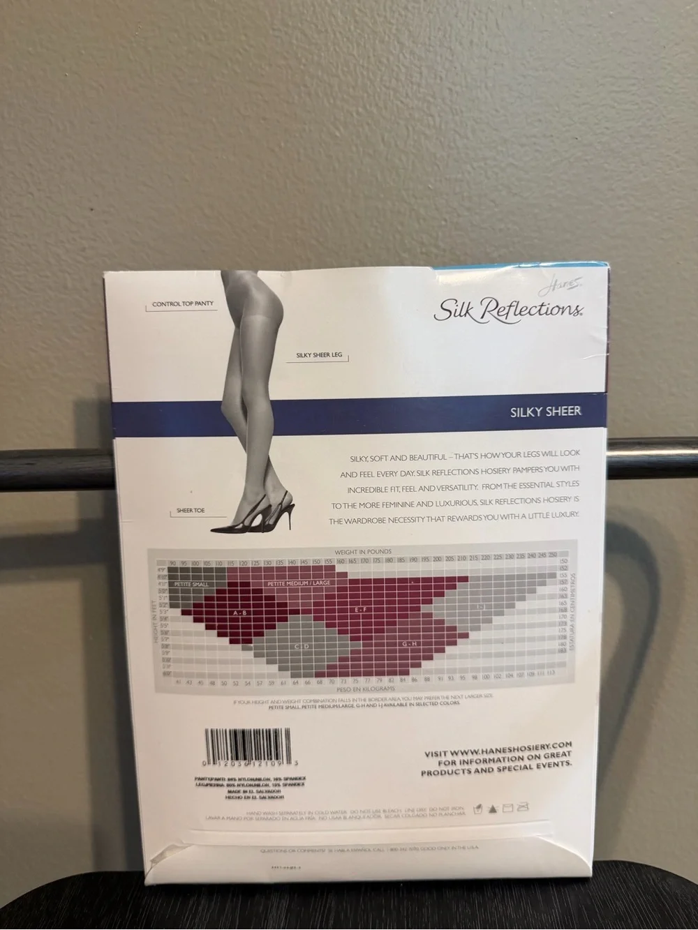 Hanes Silk Reflections Silky Sheer Control Top Pantyhose - Black